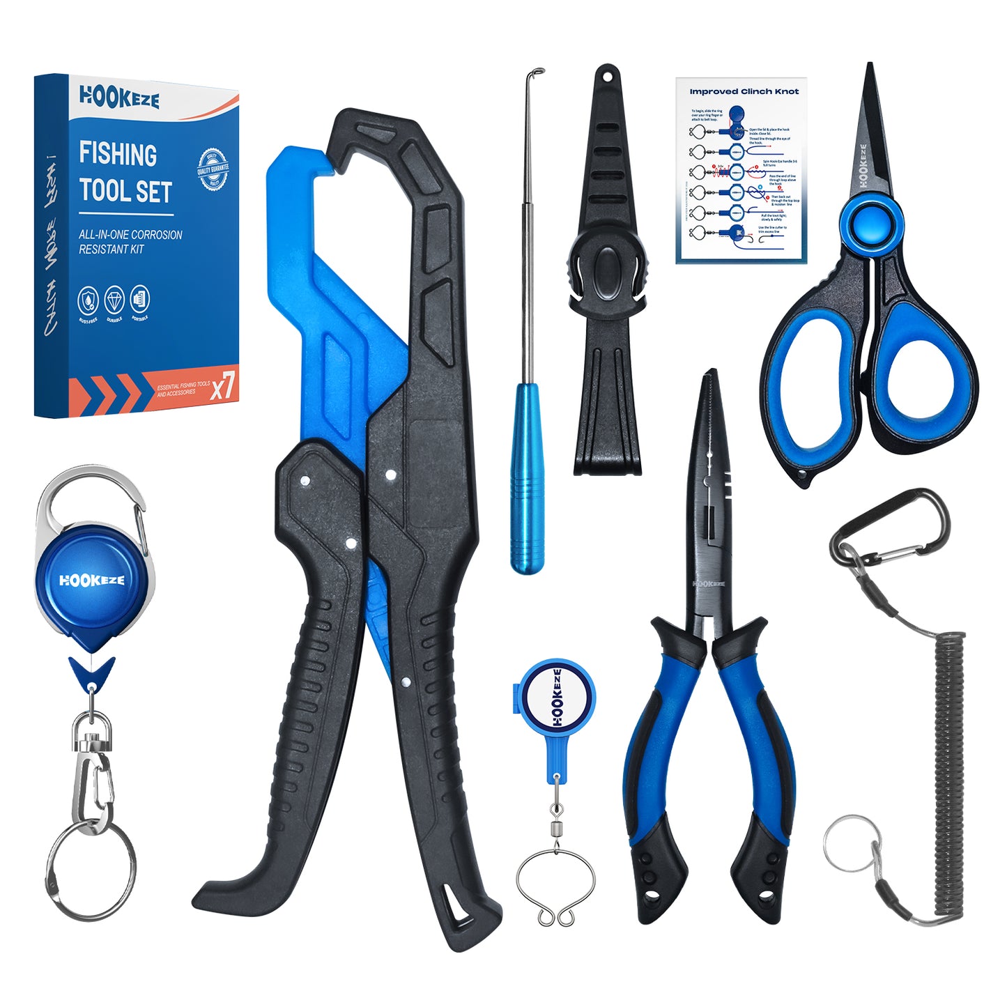 HookEze 7pc Fishing Tool Kit & Nail Knot Tool