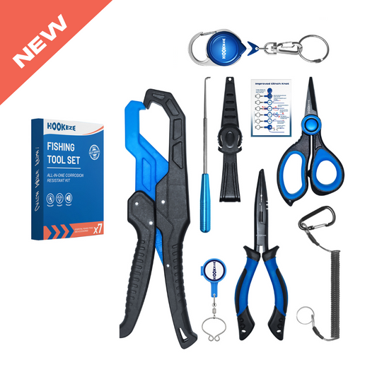 HookEze 7pc Fishing Tool Kit & Nail Knot Tool