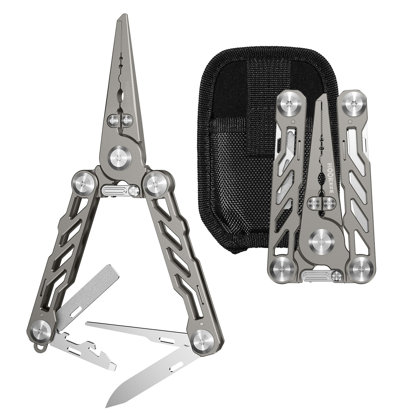 HookEze Folding Fishing Pliers | With Belt Pouch & Lanyard