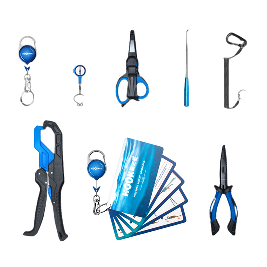 HookEze 7pc Fishing Tool Kit & Knot Tying Guide